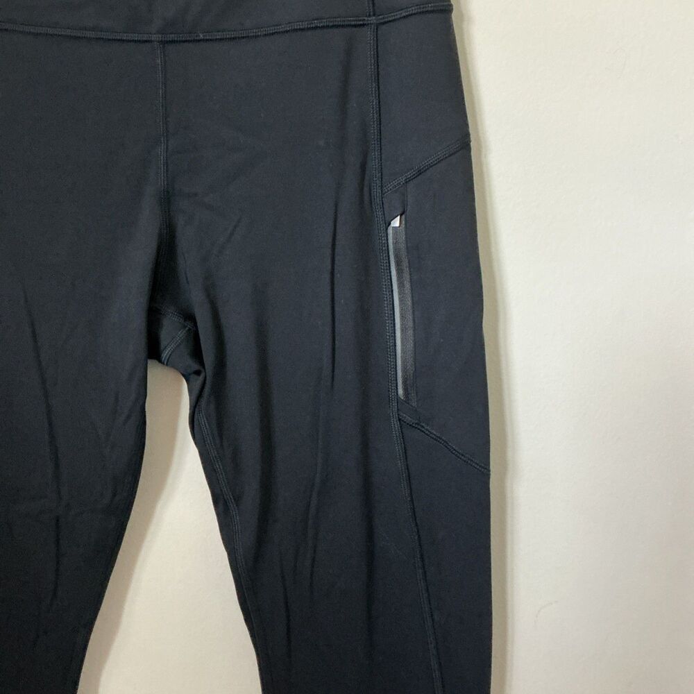 Athleta Medium Black Rainer tight leggings athletic pants Zip Pockets Reflective - Picture 6 of 10